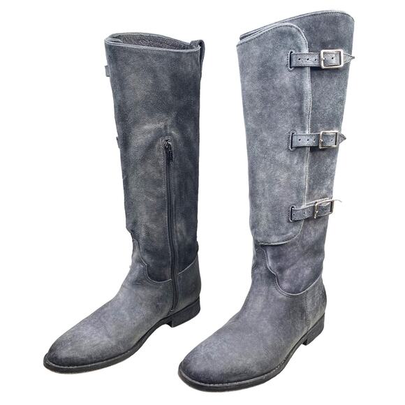 Free People X Farylrobin Women's Bruna Grey Suede Riding Boot Size US 6 - Picture 6 of 15